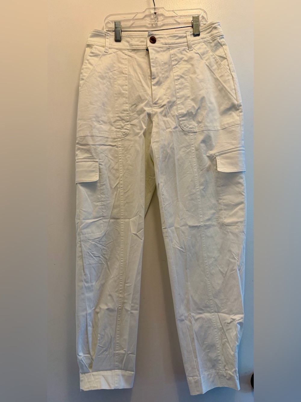 ON 34th Tapered Ankle Cargo Pants - White Utility Style Size 2 - Picture 1 of 4
